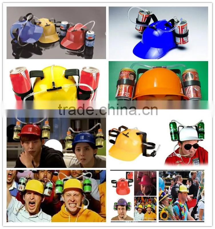 Best Promotion Beer Helmet with Straws Drinking Cap Beer Hat