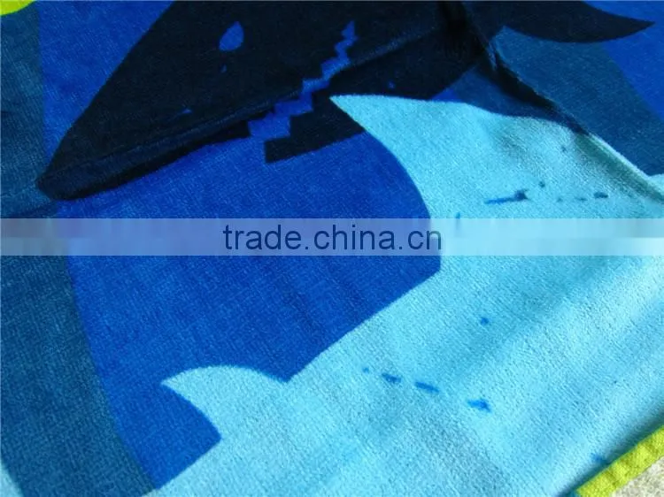 100% cotton ocean blue shark printed beach towel blue ocean beach towel