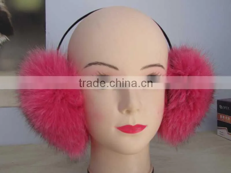 multy color warm fox fur hat earmuffs