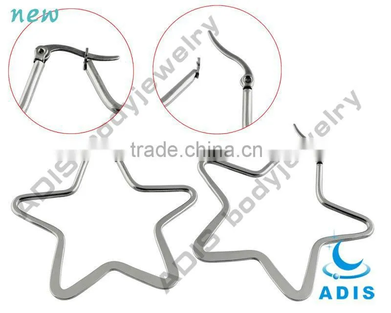 surgical steel five star shape earrings jewelry piercing