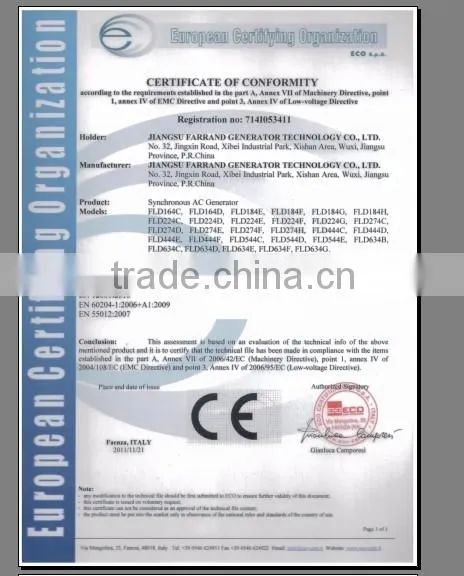 220v brushless alternator in diesel generators