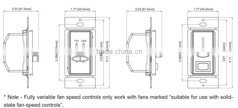 UL cUL 120V Single pole 3 speed fan switch
