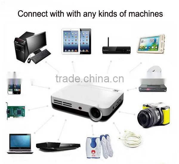 Wifi 3D Android 4.2 1280*800 support 1080P 1200 Lumens DLP Mini Projector TV