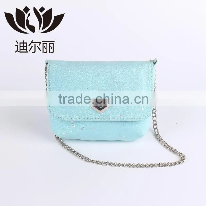 Round Glitter PU shoulder bag with embroidery and chain strap