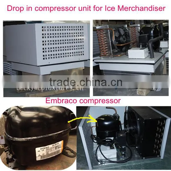 Single glass door upright ice merchandiser