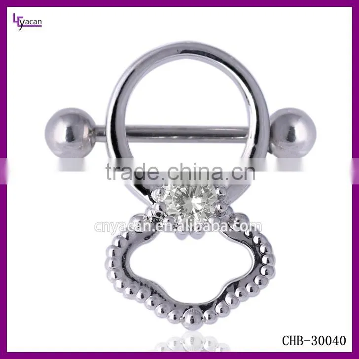 16g Surgical Steel Diamond Nipple Piercings