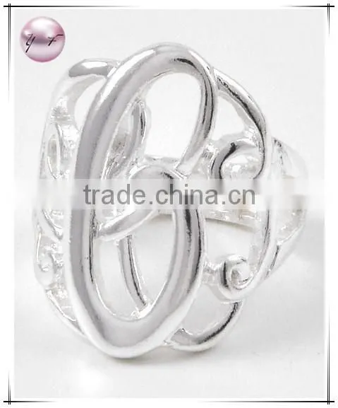 Rhodiumized Metal Black Epoxy letter Stretch Ring