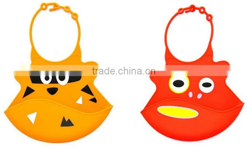 Colorful and cute Soft Silicone Baby Bib, Easy to Rinse and Re-use Baby Bibs