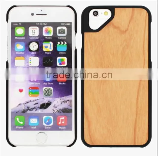 Good hand feeling PC & cherry wood Engraving two in one phone case for Iphone 6