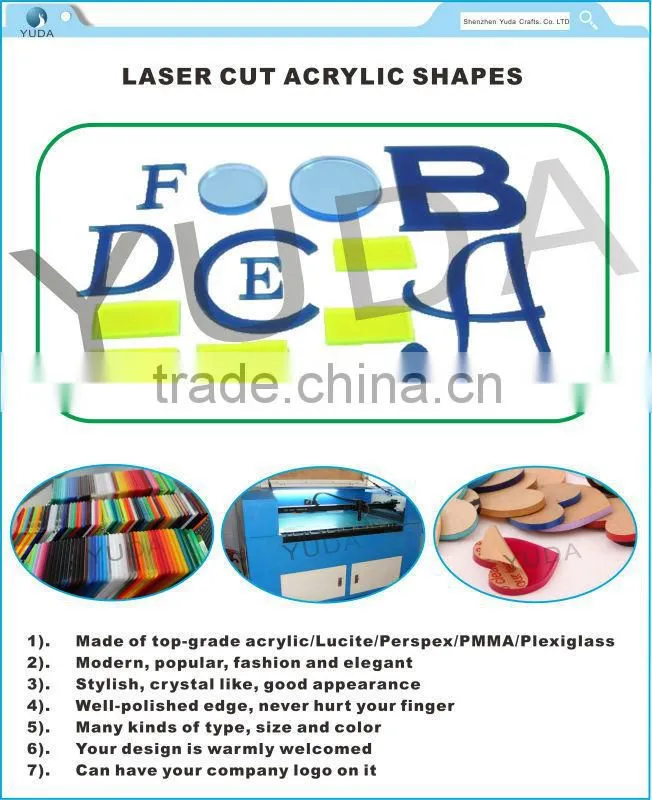 engraved transparent acrylic signs for advertising, crystal laser cut out shapes manufacture
