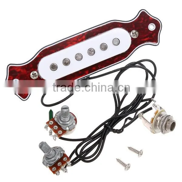 Red Chelonian Shell Sound Hole Magnetic Pickup for Folk Acoustic Electric Guitar