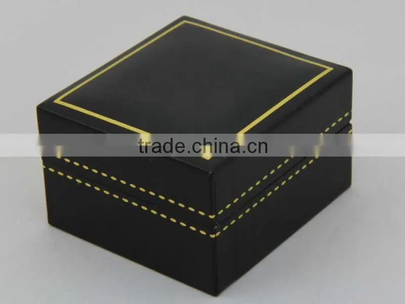 Custom made ring jewelry box with gold stamping Logo and white velvet insert