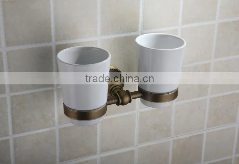 Classic Copper Pure Ceramic Double Tumbler Holder for Bathroom collections