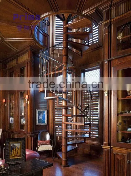 Vintage/elegant wrought iron staircase design/wood stairs/used metal stairs PR-S37