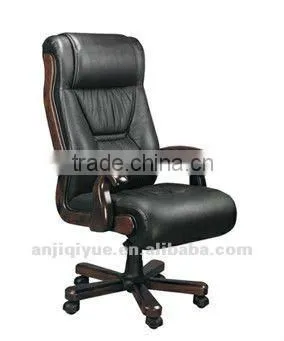 comfortable luxury PU wooden boss swivel chair