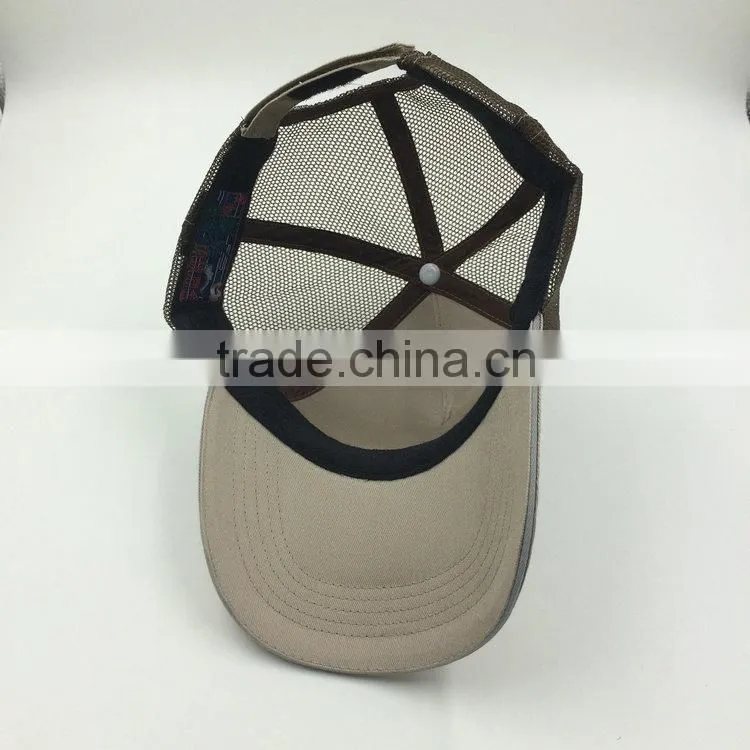 Customized cotton twill 3D embroidery 5 panel mesh trucker cap