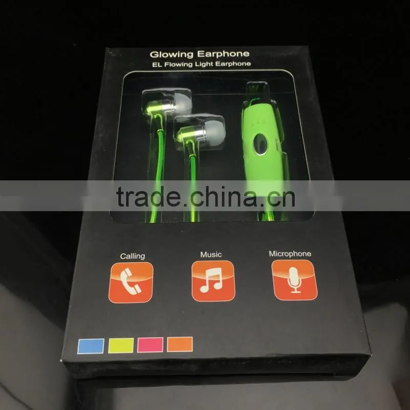 new premium visible flash light LED earphone illuminated LED light headphones for iphone 6 6s