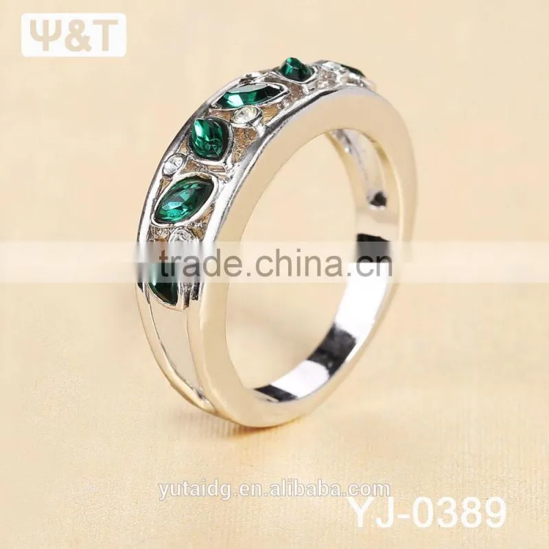 Jingli Jewelry Hot Sale Green Stone Silver Ring (YJ-389)