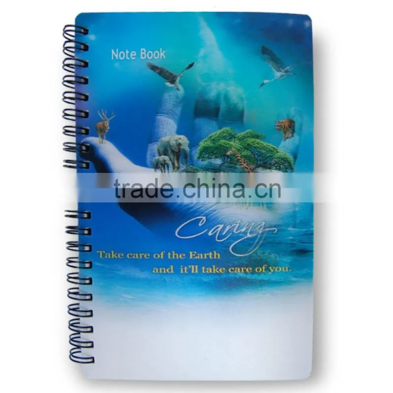 3D PET lenticular cover spiral pocket notebook