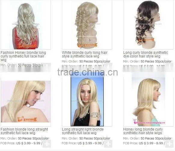 Wholesale Blonde blonde curly wig synthetic hair styles for women