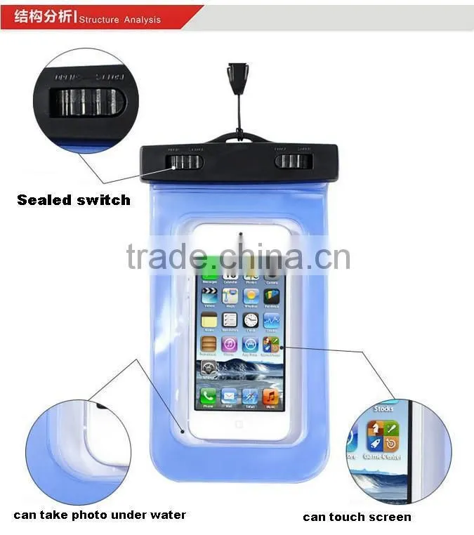 Guangdong custom fashion pink and black Smart pvc waterproof bag for mobile phone with arm belt