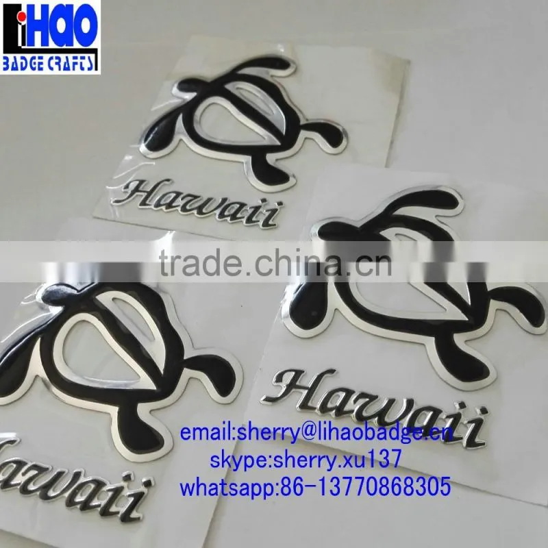 Tortoise shaped plastic sticker,3d pvc logo sticker