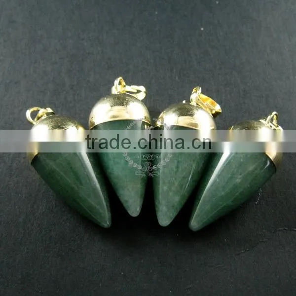 15x30mm water drop shape gold plated green aventurine jasper jade power stone pendant charm DIY supplies 1850208