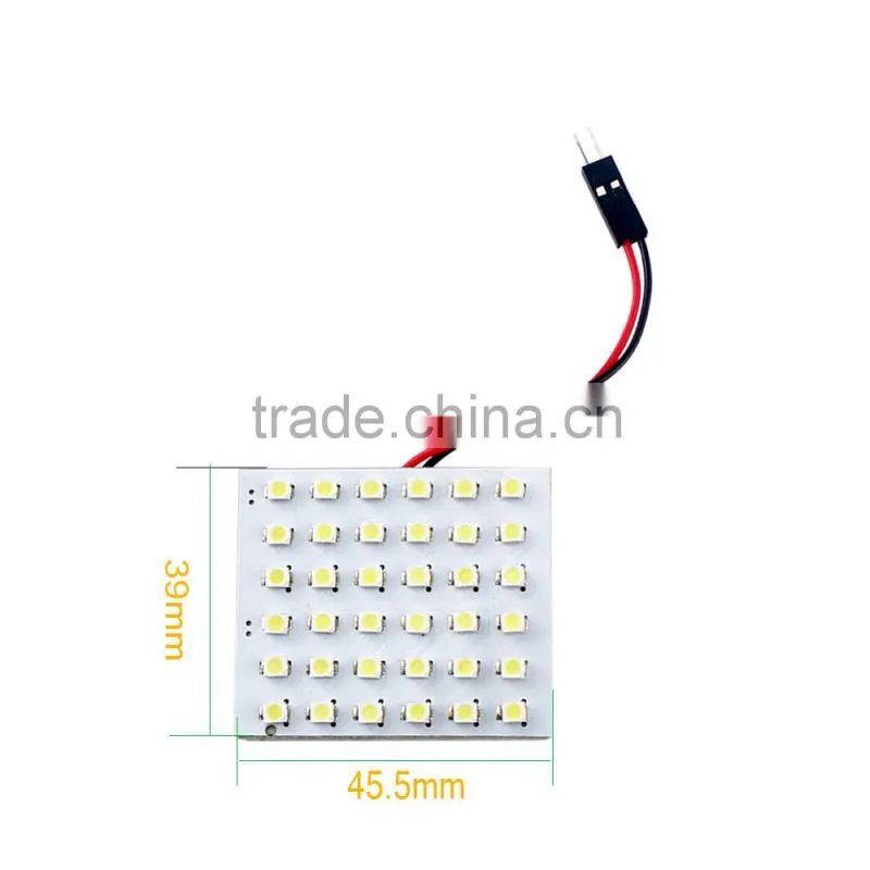 LED Dome Panel Lamp T10 + Festoon Adapters 1210 3528 36SMD Car Interior LED Panel Lights 12V DC
