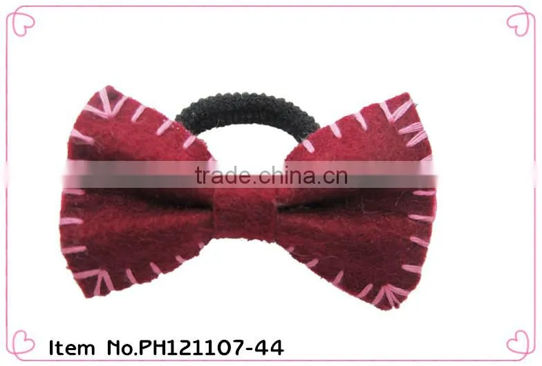 Round Metal Free hair elastic band with grosgrain bowknot