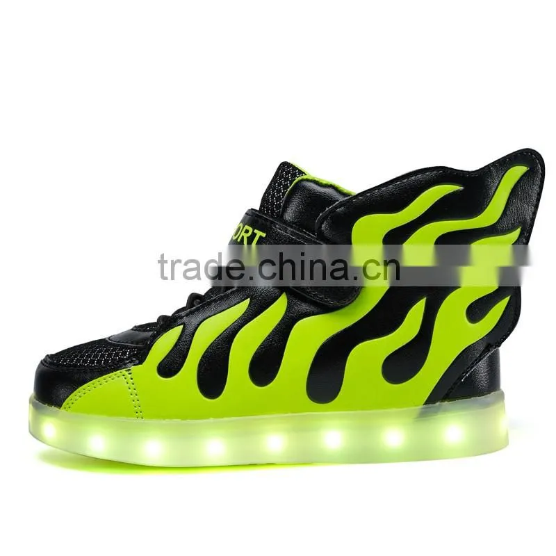 led shoes Charming Flat Lace Up Comfortable kids Led Shoes With PU Wings