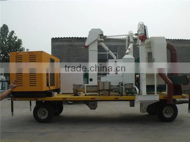 mobile grain seed processing plant with diesel generator
