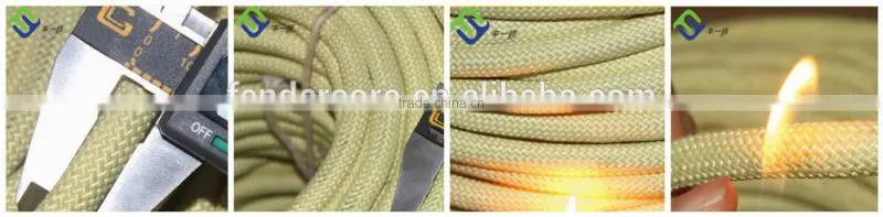 10mm yellow Fireproof Kevlar fiber rope made in China factory