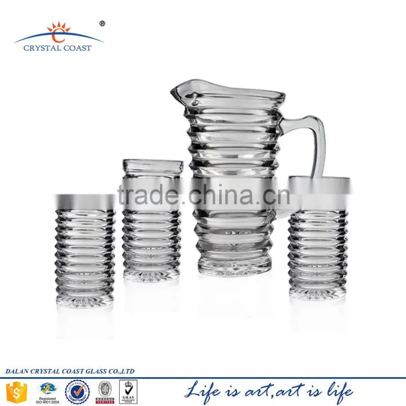 Homeware decorative 7pcs glass water jug set with handle&glass pitcher