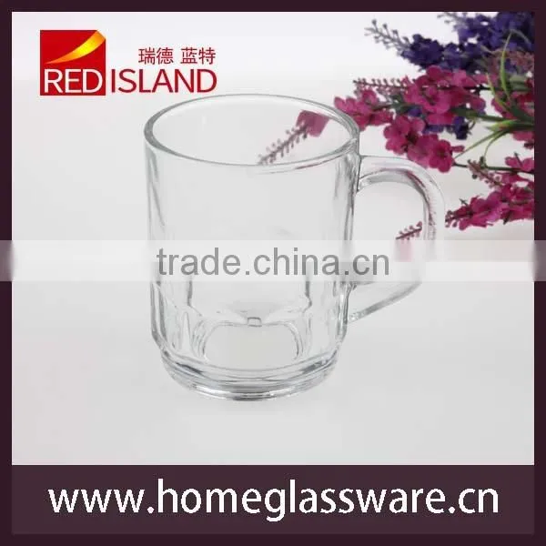 glass works supply glass cup with handle, clear glass tea cup