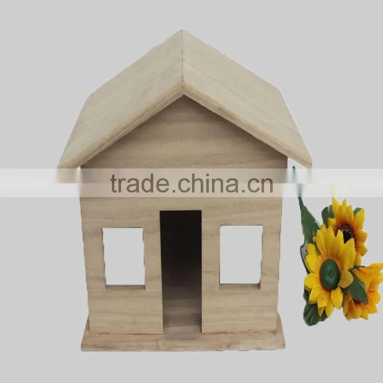 Eco-friendly Small Wood Crafts Wooden Decorated Bird House