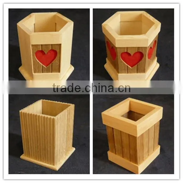 custom unfinished personalized wooden pen holder with wheel