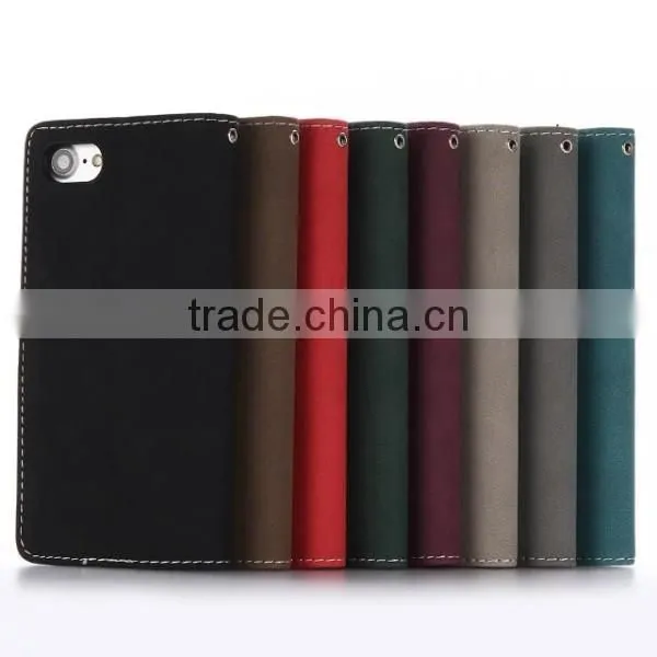 2017 Hot Sale Retro Matte Flip Wallet Leather Phone Case For iPhone 7