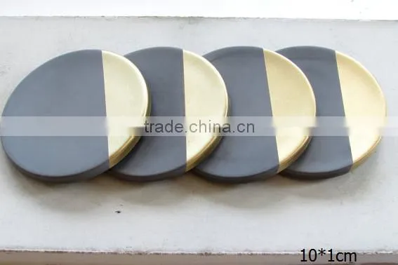 4 set gold concrete coasters with cork bottom