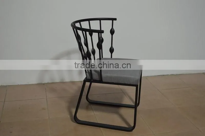 New design high back iron black color outdoor metal industrial chair