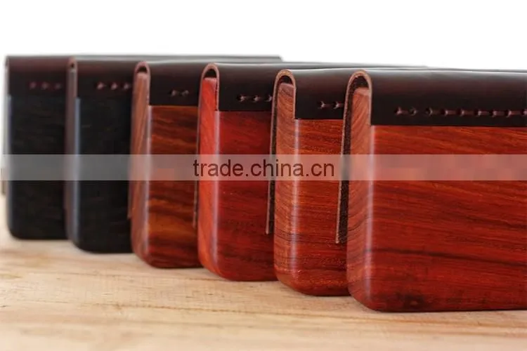 leather wooden card holder flat card pocket PU leather credit card holder wholesale