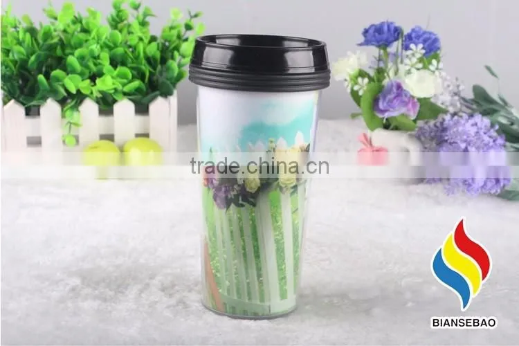 China factory wholesale plastic custom paper insert travel mug cup
