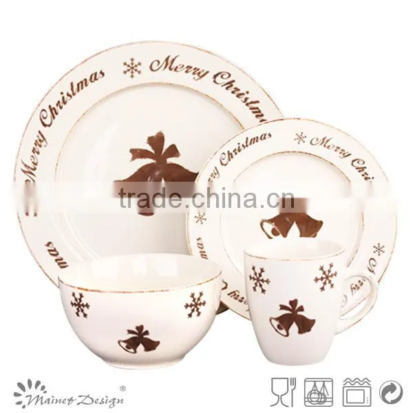 Snowflakes and bells elk novelty Christmas ceramic tableware 20pcs