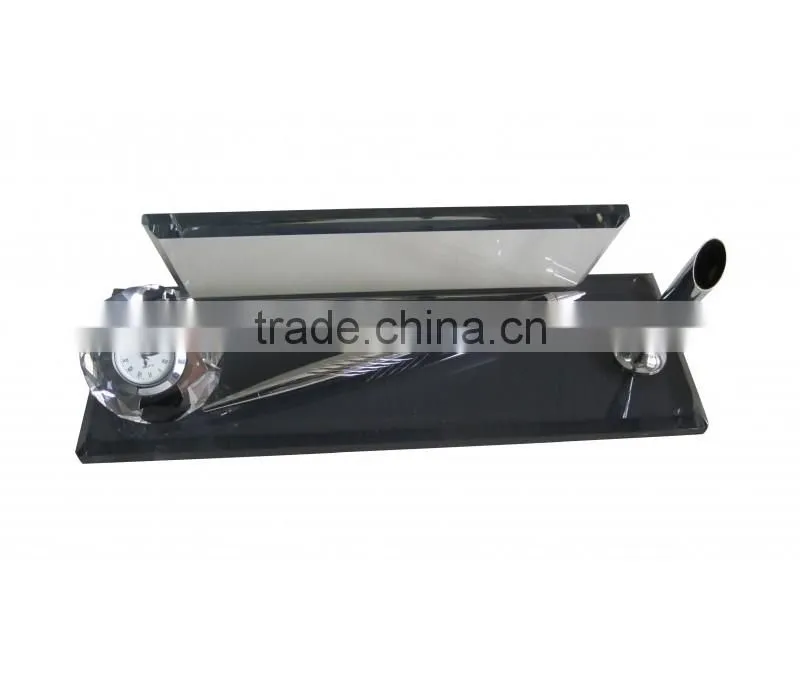 JINGYAGE K9 Custom Office Table Set Crystal Pen Card Holder Set With Clock