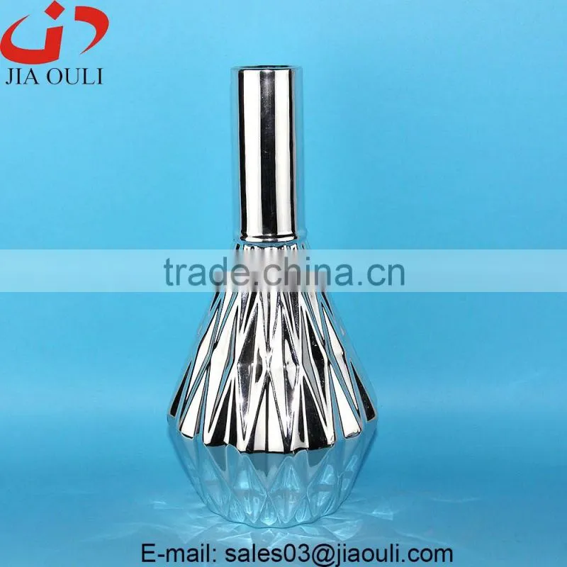 High Quality home decor silver plate ceramic vase, plating vase