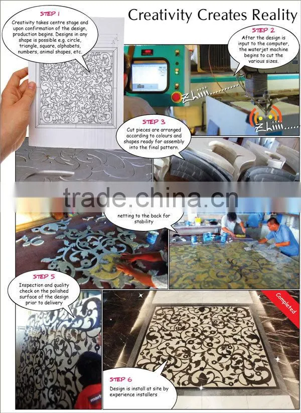Natural modern marble art waterjet medallions tile design floor pattern