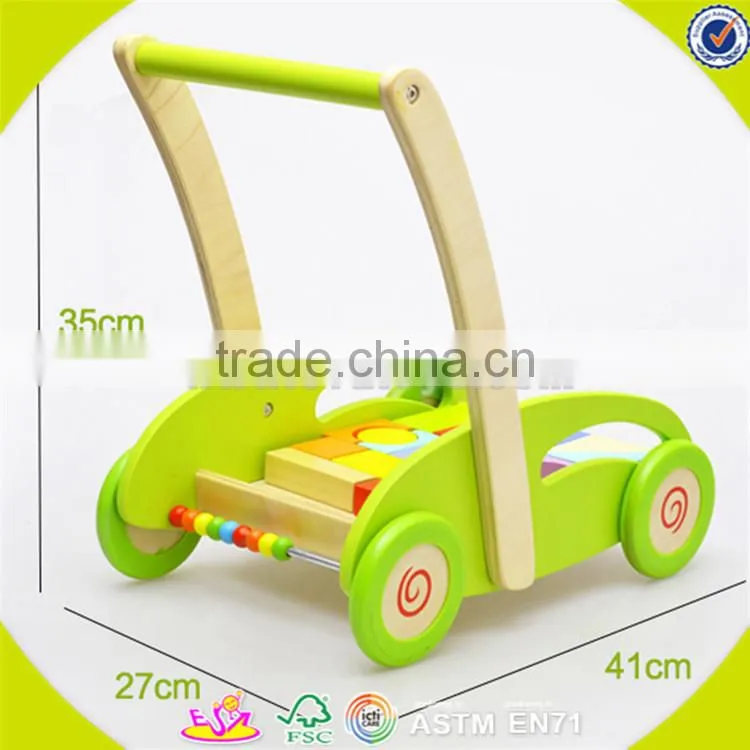 Wholesale multifunctional wooden kids trailer best gift for kids wooden kids trailer top sale wooden push walker W16E041