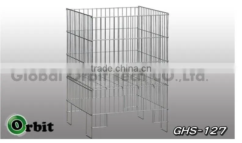 Service Supplies Folding Stackable Container Wire Mesh Basket Warehouse Cage
