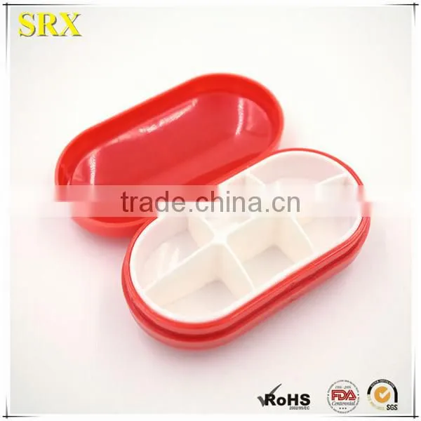 6 slots mini drug Medical pill box organizer case, mini pill container custom, custom design plastic pill box manufacturer