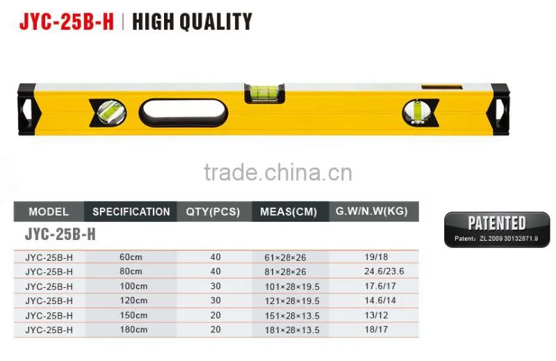 Heavy duty aluminum level precision spirit levels bottom with magnetic