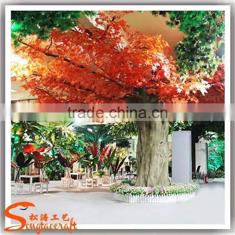 Large outdoor decoration artificial tree home decoration artificial maple tree fiberglass fake artificial red maple tree